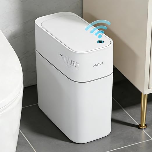JUDRDO 3.5 Gallon Slim Automatic Trash Can for Bathroom,Touchless Diaper Trash Can with Trash Bag Auto-adsorption Technology,Motion Sensor Diaper Garbage Bins for Bedroom Office Kitchen Toilet by JUDRDO