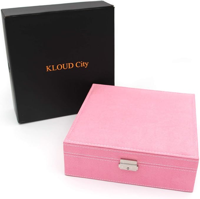 Two-Layer Jewelry Box Organizer Display Storage case with Lock (Pink) - Image 6