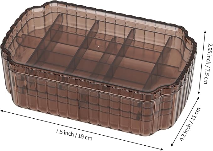 LETURE 3-Layer Jewelry Organizer Box for Earrings, Rings, Necklaces, Bracelets, Clear Plastic Bead Storage Containers for Crafts (Coffee) - Image 3