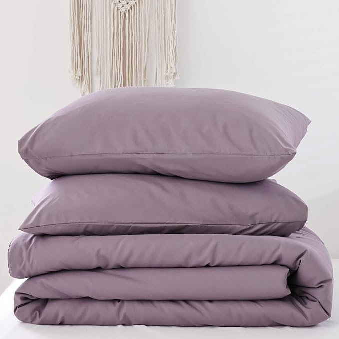 ROSGONIA Oversized King Comforter 120x120, 3pcs Super King Comforter (1 Dusty Purple Comforter & 2 Pillowcases) Lightweight Warm Bedding Blanket