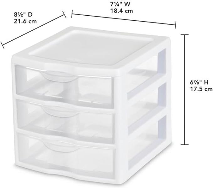 Sterilite Clearview Plastic Multipurpose Small 3 Drawer Desktop Storage Organization Unit for Home, Classrooms, or Office Spaces, White, 6 Pack - Image 3