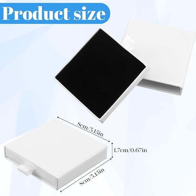 Jewellery Gift Box, 4 Pcs Ring Necklace Box Small Gift Boxes for Bracelets Earrings Necklaces Bracelet Drawer Organizer Square Pendent Storage Case for Birthday DIY Wrapping(White) - Image 4