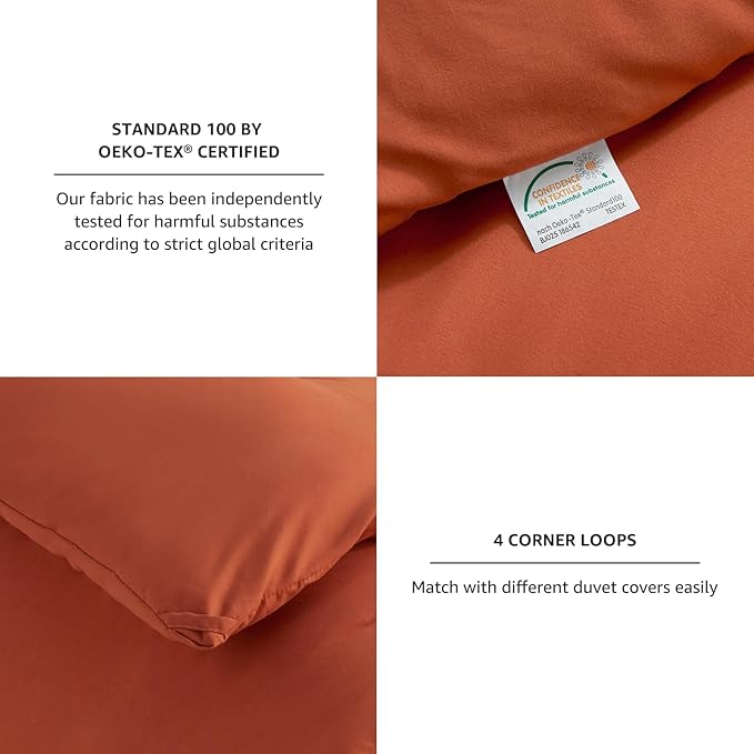 CozyLux Terracotta King Size Comforter Set, 3 Pieces Burnt Orange Rust Solid Breathable Quilted Bedding Sets, Luxury Fluffy Soft Bed Set with Down Alternative Comforter and 2 Pillowcases All Season