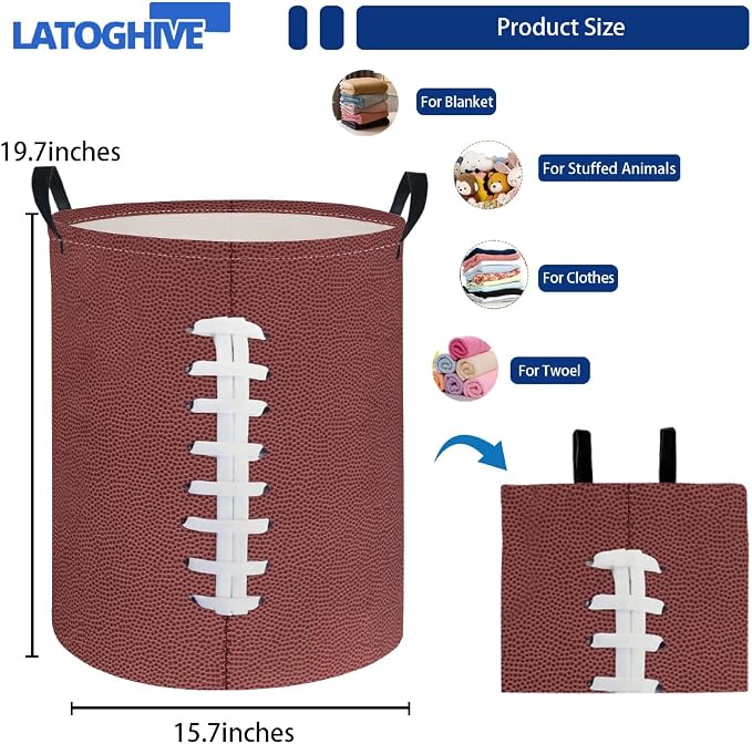 Baby Laundry Hamper kids laundry Basket Waterproof Laundry Bag for Bedroom Toy Clothes Organizer Room Décor(Football) - Image 2