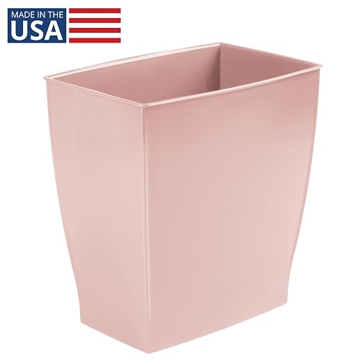 iDesign Small Plastic Bathroom Trash Can, Slim Rectangle Garbage Bin for Bedroom, Office, Dorm, Pink - Image 2
