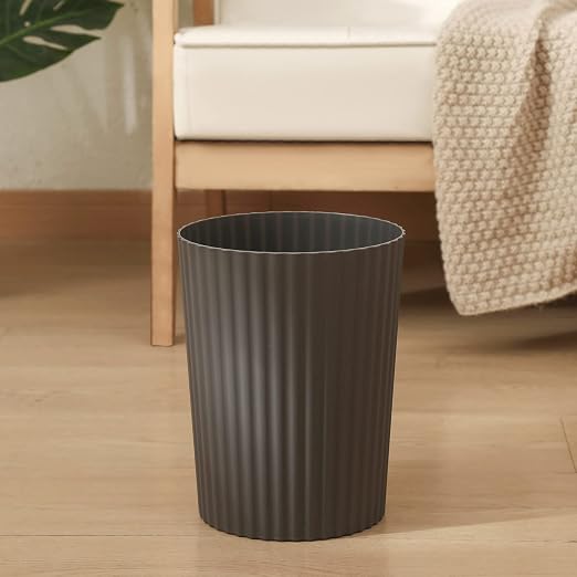 JiatuA Small Trash Can Plastic Wastebasket Round Garbage Container Bin for Bathroom, Kitchen, Bedroom, Home Office, College Dorm, Dark Grey 4 Pack - Image 3