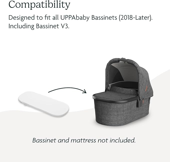 UPPAbaby Bassinet V3 Mattress Cover/Extra Cover for Bassinets 2018-Later/Ultra Soft and Comfortable/Machine Washable/White