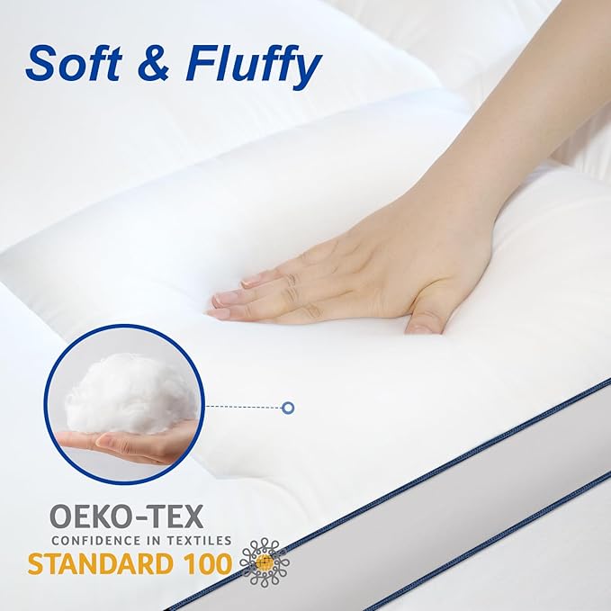 KAYFIA Twin Mattress Topper,Extra Thick Mattress Pad Cover for Deep Sleep,3D+7D Snow Down Alternative Fill Overfilled Plush Pillow Top with 8-23 Inch Deep Pocket-White