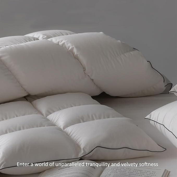 Feather Down Fiber Comforter Twin Size,Premium Ultra-Soft Breathable Comforter High Fill Power Grey Duvet Insert,All Season Hotel Luxury Bedding Comforters