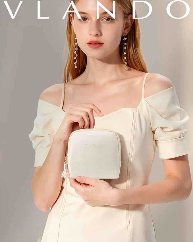VLANDO Mini Jewelry Travel Case, Mothers Day Gifts for Mom, Jewelry Pouch Bags with Zipper, Velvet Jewelry Organizer Storage Bag for Bracelet Rings Earring Travel Essentials-White - Image 8