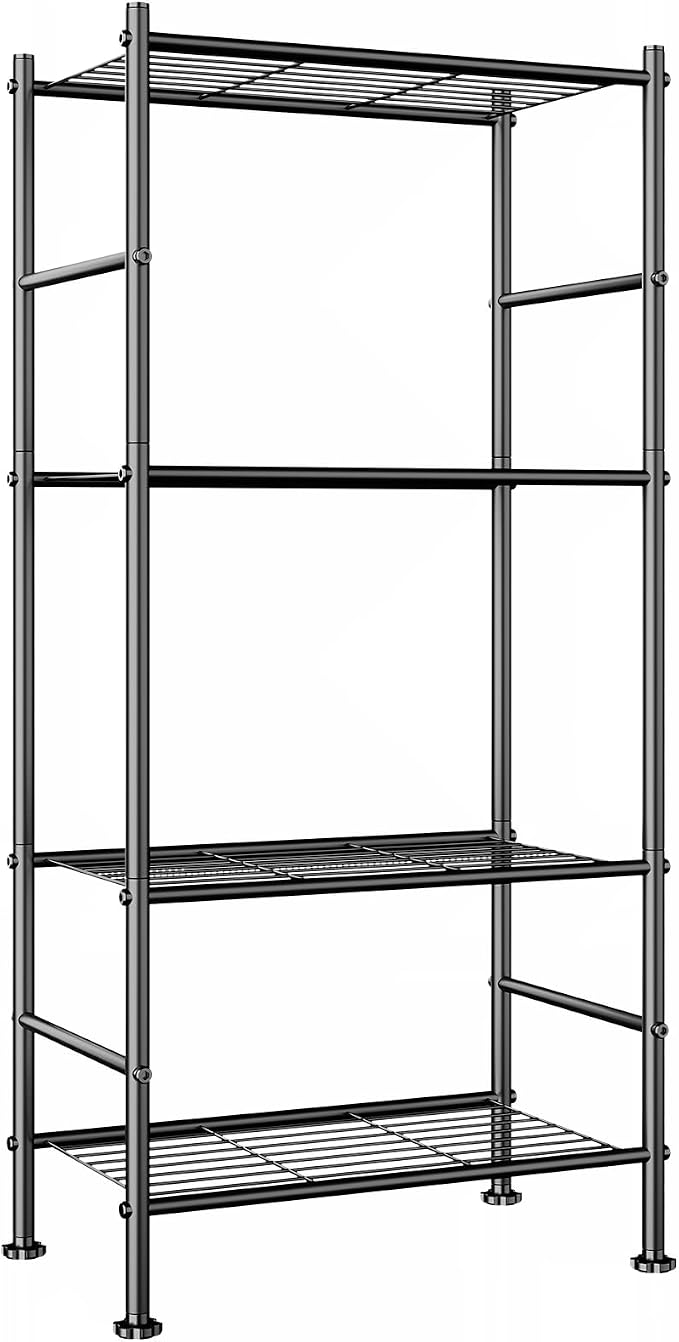 Abiglifty Storage Shelves, 4-Tier Wire Shelving, Metal Shelving with Adjustable Leveling Feet, Garage Storage for Bathroom, Closet, Kitchen by ABIGLIFTY