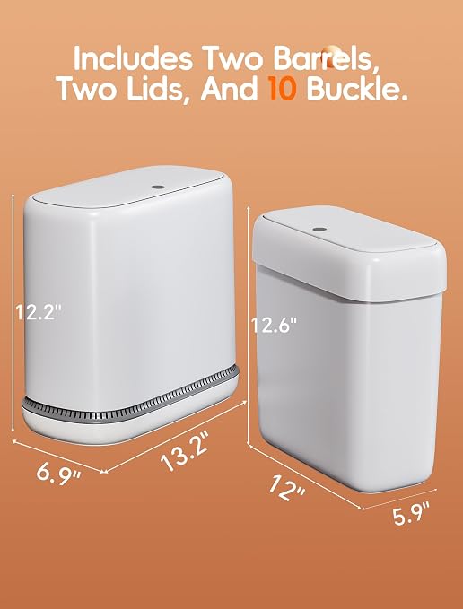 Bathroom Trash Can with Lid, Slim 3.3 Gallon Vacuum adsorption Garbage Bin, Narrow Press Top Waste Basket for Odor Control & Dog Proof for Bathroom Bedroom Office Home - Image 7