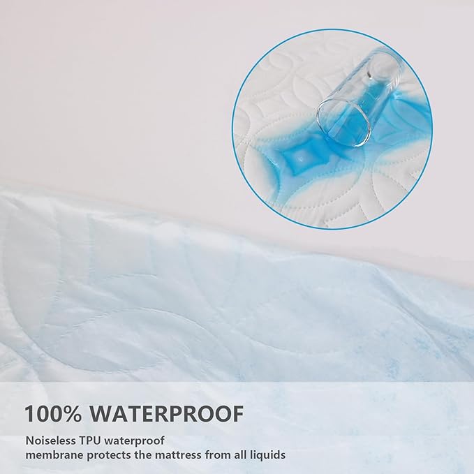 FELTYBED Twin Size Waterproof Mattress Protector, Soft Breathable Bed Mattress Cover with Deep Pocket 6"- 15", Noiseless & Washable Mattress Pad Cover for Bedroom (White, Twin)