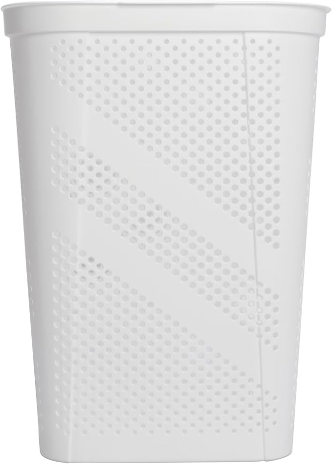 24" Plastic Hinged-Lid Rectangle Laundry Hamper, All Ages, White by Unknown