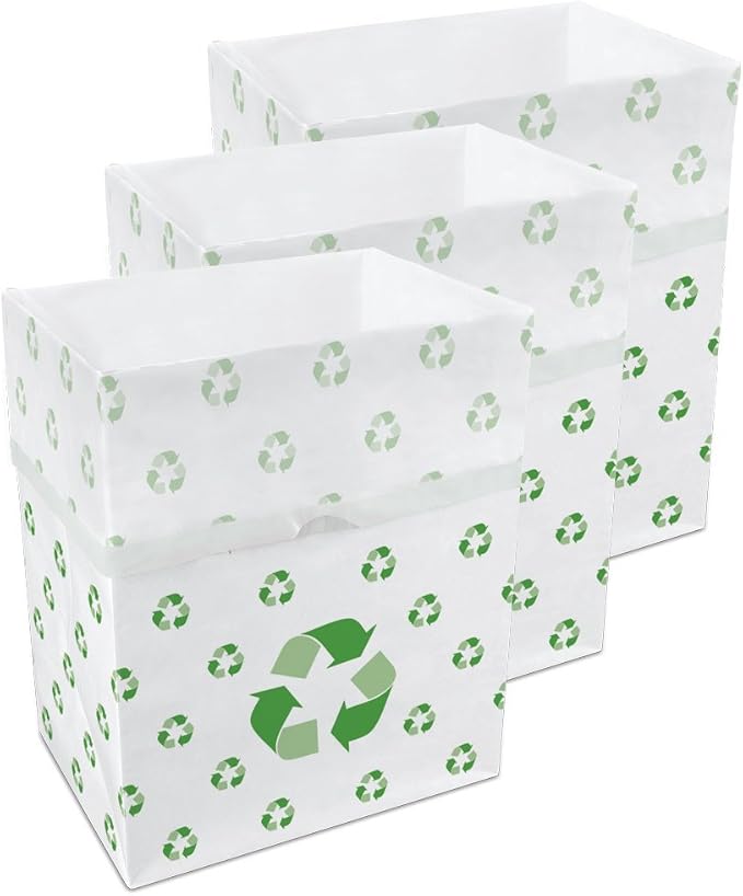 Clean Cubes 13 Gallon Disposable Pop-Up Trash Cans (3-Pack) with Fitted Bags – Foldable Garbage & Recycling Bins for Parties, Events & Kitchen (Recycle, 17" H x 13.5" W x 10" D) by CleanCubes