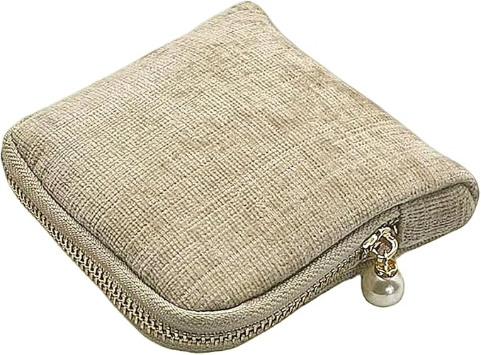 Small Travel Jewelry Case - Jewelry Travel Organizer Bag with Tassel Zipper for Bracelets, Necklaces, Bangles, Jewelry Organizer Storage Bag Gift for Women Girls - LJB002-Beige by ToLoveToLife