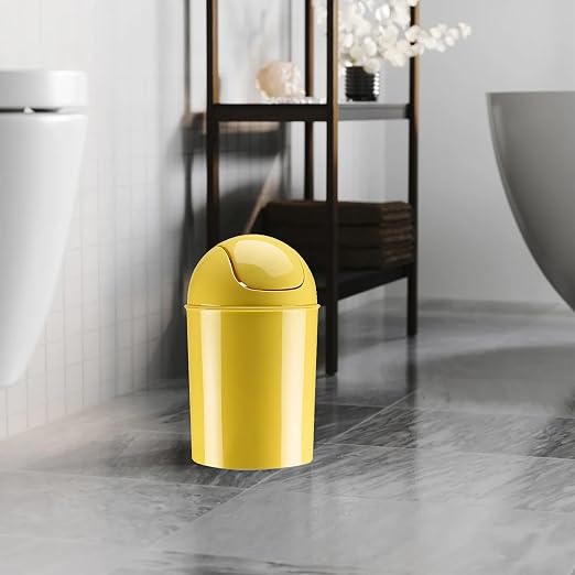 Umbra 1.25 Gallon Mini Waste Can with Removable Swing-Top Lid - Small Garbage Bin for Kitchen, Bathroom, Bedroom, Office - Compact Trash Can Fit Under Tables & Counters - Yellow - Image 6