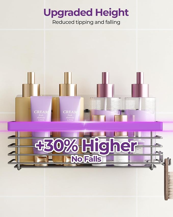 ODesign Shower Caddy 3 Pack SUS304 Stainless Steel-No Drilling-Shower Bathroom Shelves Rack,Rustproof Wall Mounted,Adhesive Shower Shelf Basket Organizer-Grey - Image 4