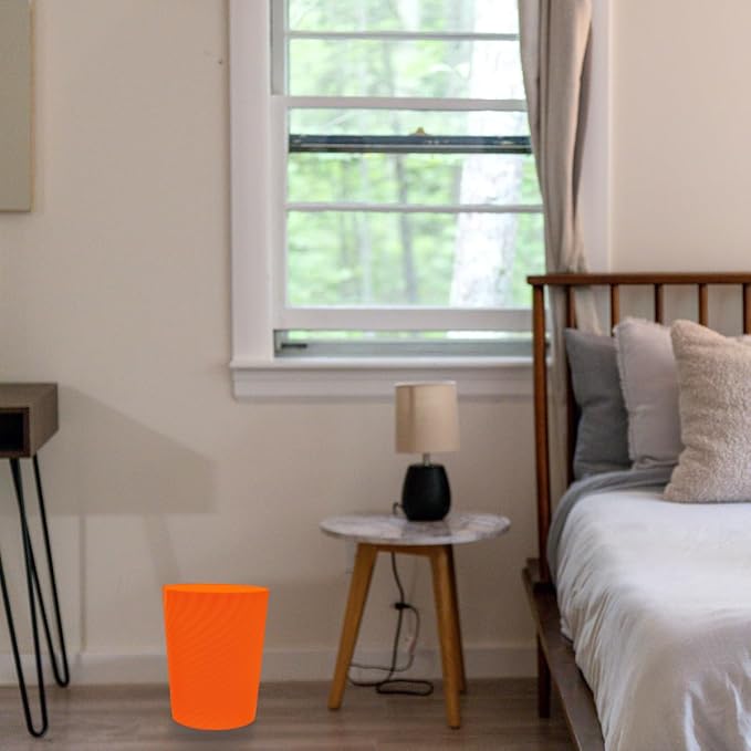 DAJITRE 1.8 Gallon Small Trash Can Wastebasket Recycling Bin Slim Profile for Compact Spaces Bathroom, Office, Bedroom, Kitchen (1.8 Gallon, Orange) - Image 4