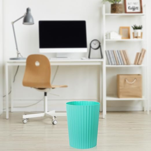 JiatuA Small Trash Can Plastic Wastebasket Round Garbage Container Bin for Bathroom, Kitchen, Bedroom, Home Office, College Dorm, Light Blue - Image 5