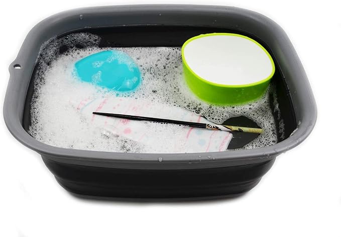 SAMMART 9.45L (2.5 Gallon) Collapsible Tub - Foldable Dish Tub - Portable Washing Basin - Space Saving Plastic Washtub (Grey/Black, M) - Image 6