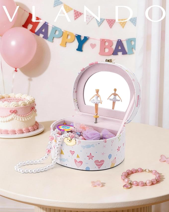 VLANDO Bithday Gift for Girl - Musical Jewelry Box for Girls, Small Kid Music Box with Ballerina for Party Bedroom Decor, Gifts for Girls Kids - Fantasy - Image 2