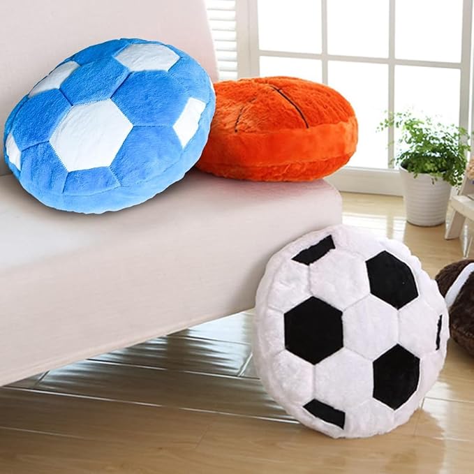 Blue Soccer Pillow Fluffy Soccer Ball Throw Pillow for Bedroom Decor Soft Sports Themed Room Accent Perfect for Soccer Decorations Easter Gifts 15.7 Inches