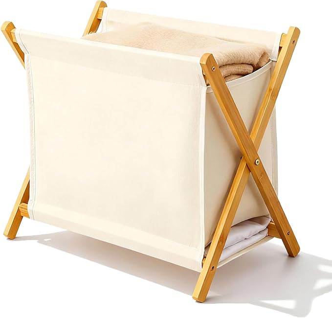 DUMDUM Simple, Eco-Friendly Foldable Laundry Hamper with X-Frame, Multi-Size for Dorm, Bedroom, RV(Beige, Small) by Unknown