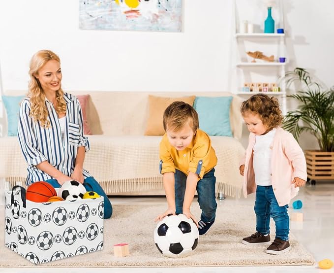 Rectangular Soccer Basket Kids Storage Bins Baby Boy Basket Kids Toy Storage Bin Organizer Box Boys Room Decor for Home(Soccer) - Image 3