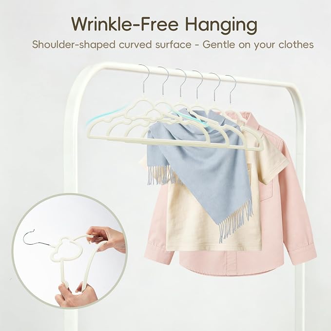 GoodtoU 50 Pack Baby Clothes Hangers, 12.8 Inch Kids Plastic Hangers, Non-Slip Nursery Closet Hangers for Infant & Toddler Clothes, White - Bear - Image 3