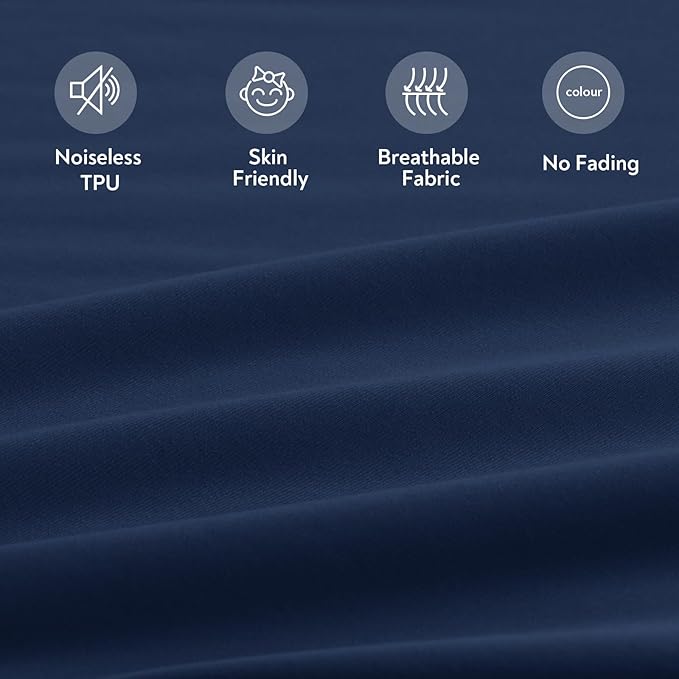2 Pack Full Size Mattress Protector Waterproof Cover, Waterproof Bed Full Fitted Sheet Only, Machine Washable 14" Deep Pocket Mattress Covers for Double Bed, Navy Blue