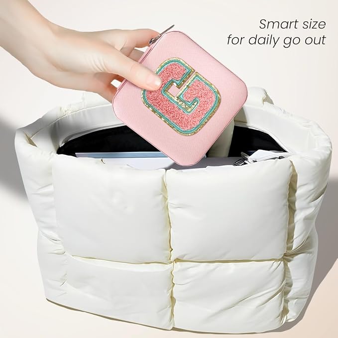 SANDJEST Personalized Jewelry Box, Pink Travel Jewelry Box with Initial G, Small Monogrammed Jewelry Case Organizer for Girls Women Teen Kids, Mini Travel Essentials Gifts for Birthday Christmas - Image 5