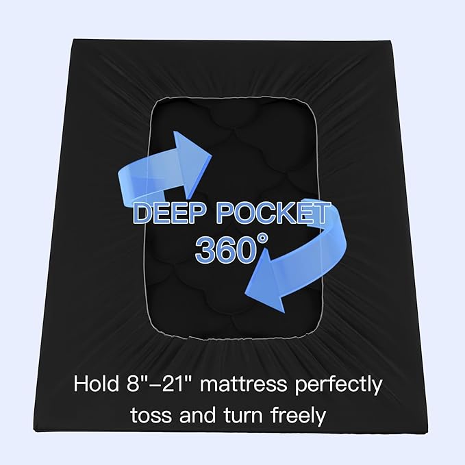 Belffin Pillow Top Mattress Topper California King Size, Mattress Pad Cover with 8-21 Inch Deep Pocket, Bed Mattress Protector for Back Pain Relief Soft Overfilled Down Alternative Filling, Black