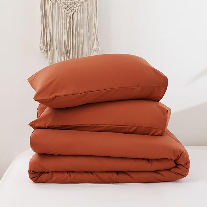 ROSGONIA California King Comforter Set Burnt Orange,3pcs(1 Boho Terracotta Cal King Comforter & 2 Pillowcases),All Season Rust Blanket Quilt Oversized