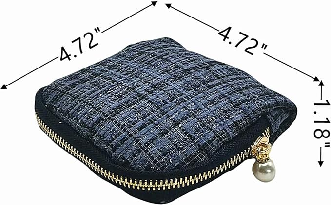Small Travel Jewelry Case - Jewelry Travel Organizer Bag with Tassel Zipper for Bracelets, Necklaces, Bangles, Jewelry Organizer Storage Bag Gift for Women Girls - LJB002-Dark Blue - Image 2