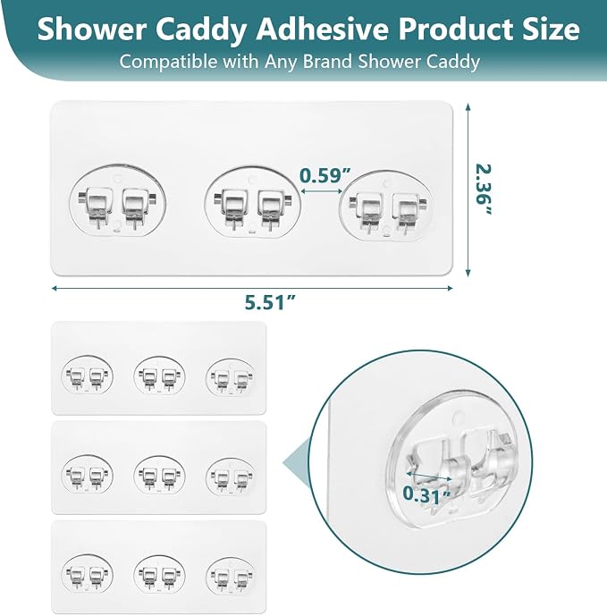 8 Pack Shower Caddy Adhesive Replacement, Strong Shower Shelf Adhesive Hooks for Corner Shelf Basket, Bathroom Rack, Kitchen Rack and Soap Holder - Image 6