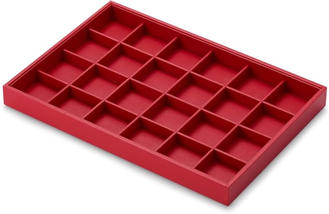 Oirlv Gorgeous Red Leather 24 Gird Jewelry Tray Stackable Jewelry Drawer Organizer Rings Earrings Organizer Storage - Image 7