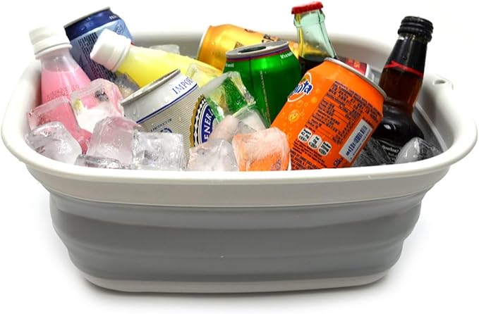 SAMMART 9.45L (2.5 Gallon) Collapsible Tub - Foldable Dish Tub - Portable Washing Basin - Space Saving Plastic Washtub (Grey, M) - Image 6