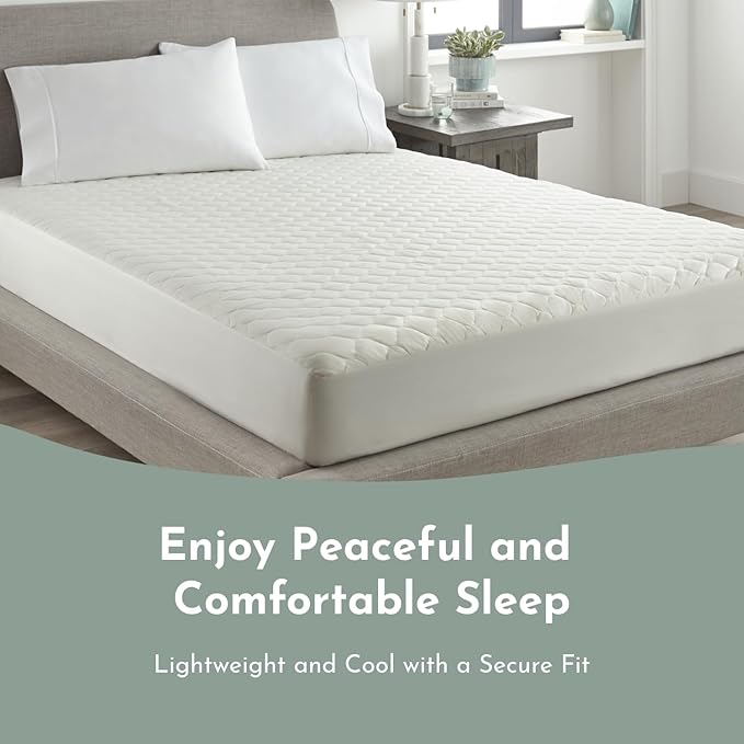 100% Cotton Organic Mattress Protector | Breathable & Noiseless GOTS Organic Mattress Pad with Premium 300GSM Durability | Machine Washable Quilted Bed Protector with Deep Pocket (Ivory, Full)