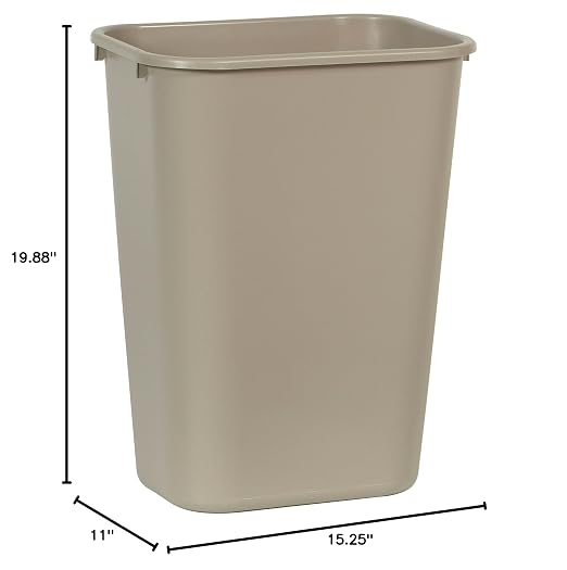 Rubbermaid Commercial Products Deskside Wastebasket/Trash Can, 10.25-Gallon/41-Quart, Beige, Plastic, Garbage Can for Home/Office, Fits Under Desk/Sink/Cabinet - Image 3