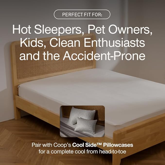 Coop Home Goods Ultra-Cool Waterproof Mattress Protector, Cal King, Cooling Mattress Protector, Machine Washable Cooling Bed Cover, Whisper Quiet Waterproof Bed Cover, Cal King (72x84)