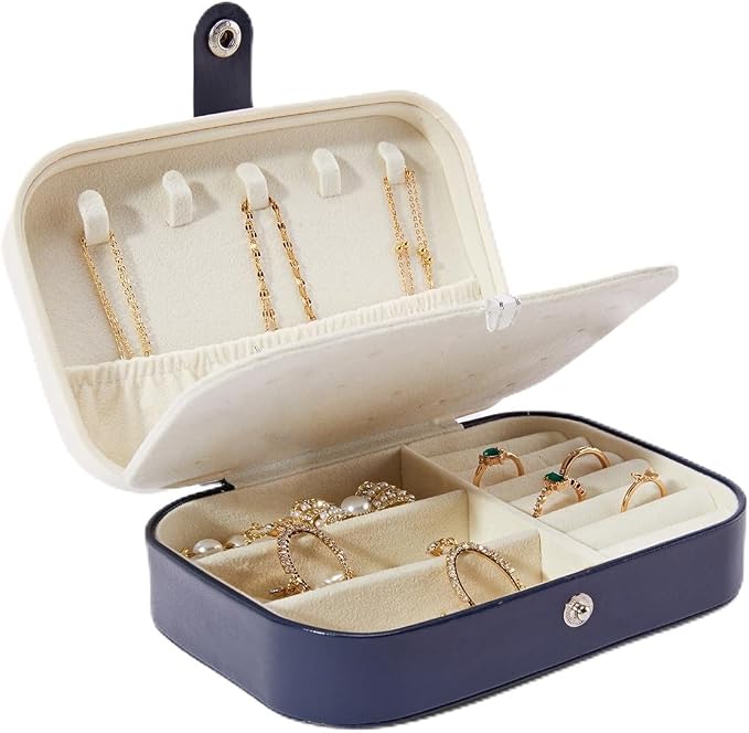 Smileshe Jewelry Box, PU Leather Small Portable Travel Case, 2 Layers Organizer Display Storage Holder Boxes for Rings Earrings Necklaces Bracelets by SMILESHE