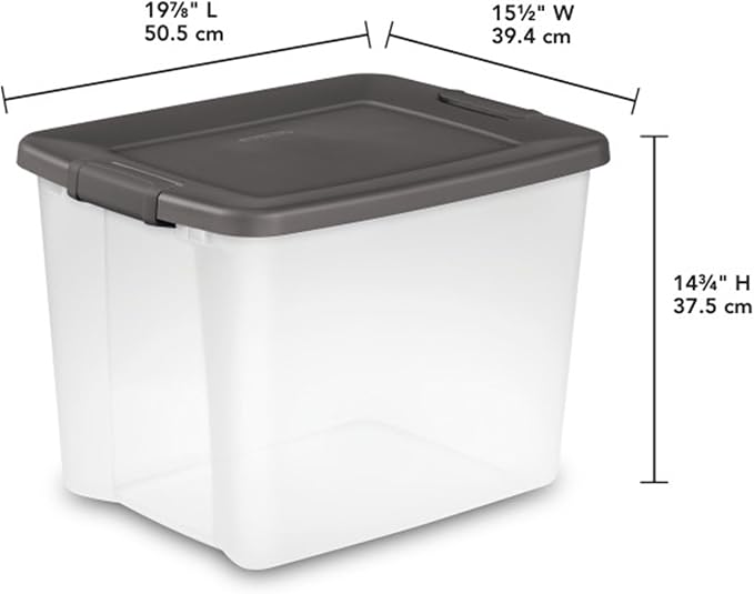 Sterilite 6-Pack ShelfTote, Clear Plastic Storage Bins with Lids, 50 Quart, Gray - Stackable Organizing Container Boxes for Closet, Bathroom, and Office - Image 3