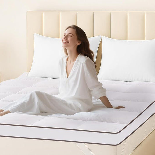 Memory Foam Twin Mattress Topper, Cooling Bed Topper with 3 Inch Extra Thick Shredded Foam, 100% Cotton Mattress Pad Cover, Breathable & Skin-Friendly Twin Size Mattress Topper with Anchor Straps