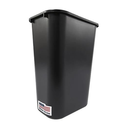 Rubbermaid Commercial Products Deskside Wastebasket/Trash Can, 10.25-Gallon/41-Quart, Black, Plastic, Garbage Can for Home/Office, Fits Under Desk/Sink/Cabinet, Pack of 4 by RubbermaidCommercialProducts