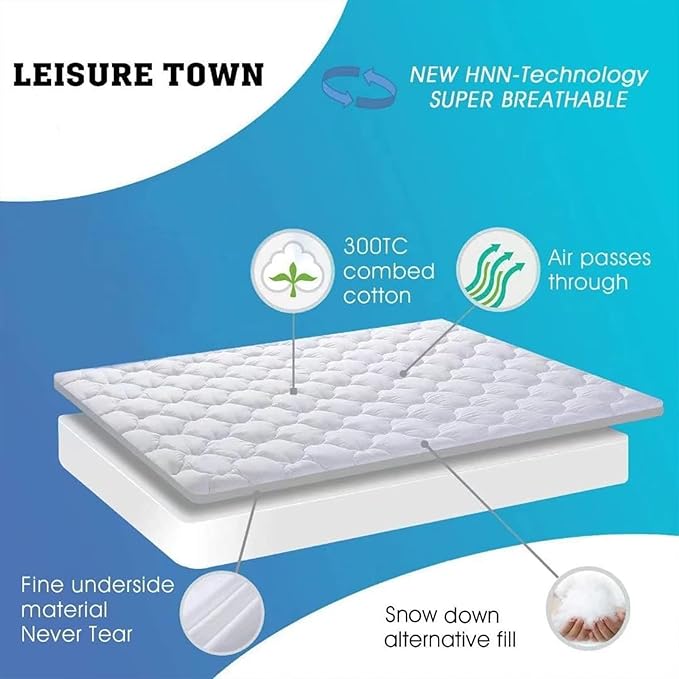 LEISURE TOWN Cotton Full XL Size Mattress Pad Fitted Quilted Mattress Cover Pillow Top Mattress Topper Cooling Soft Breathable Mattress Protector with 8-21 Deep Pocket,Machine Washable (54x75 White)