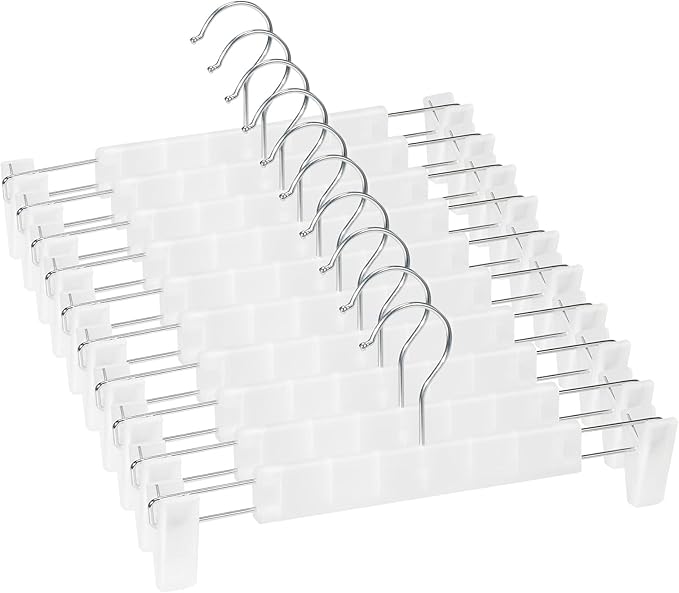 10 Pack Skirt Hangers，Pants Hangers with Clips，360 ° Swivel Hooks Space Saving Hangersfor Pants, Skirts, Clothes, Jeans，Translucent by Lamitocs