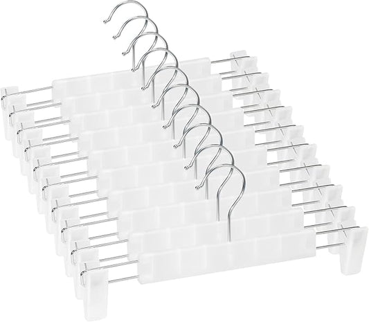 10 Pack Skirt Hangers???Pants Hangers with Clips???360 ?? Swivel Hooks Space Saving Hangersfor Pants, Skirts, Clothes, Jeans???Translucent by Lamitocs