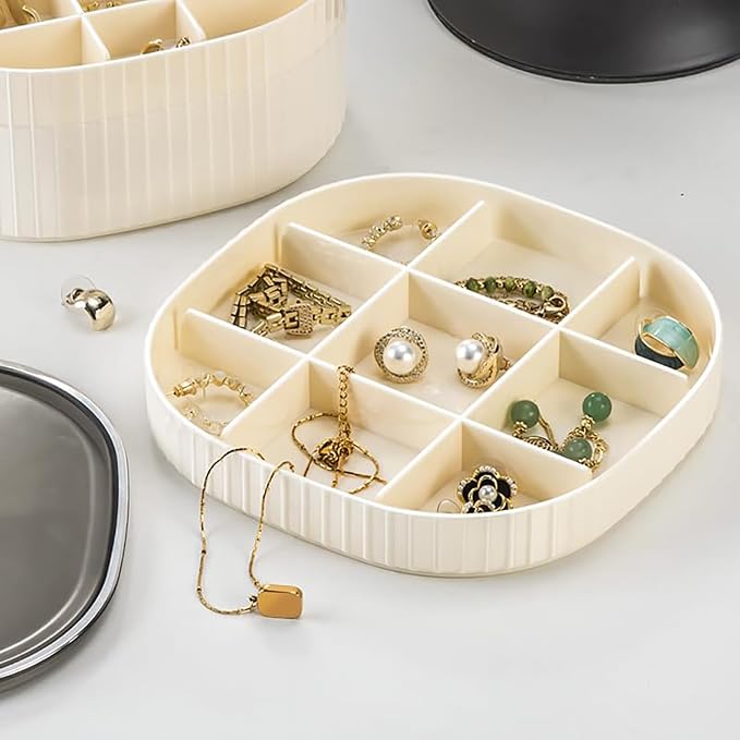 HALAFE Jewelry Box, 3-Layer Acrylic Jewelry Organizer with Handle, Clear Jewelry Boxes for Women Girls, Make up Organizer, Jewelry Storage Holder (Cream) - Image 6