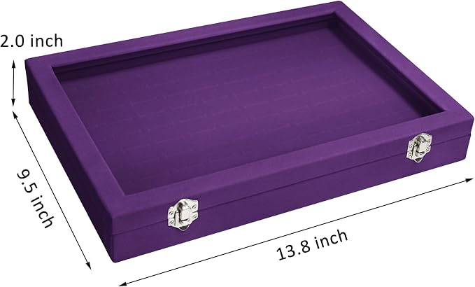 Vicoter Rings Organizer Tray 100 Slot Velvet Ring Earring Storage Box TranSparent Cover Jewelry Store Ring Display Box Jewelry Display Cabinet for Girl Wife Mother - Image 2